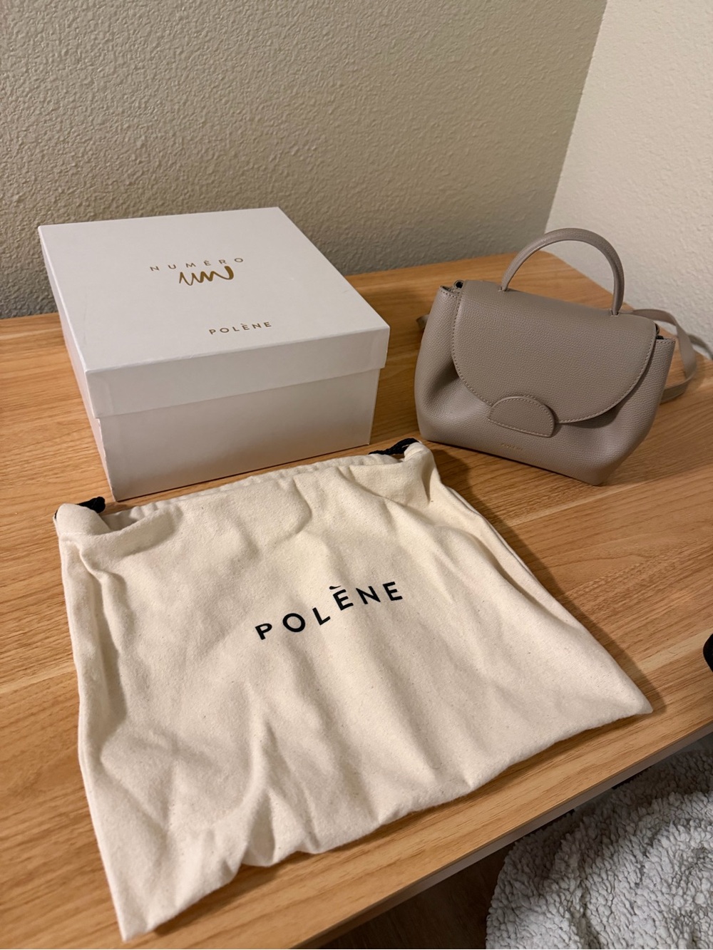 Polène Taupe Top-Handle Satchel - Number One Nano